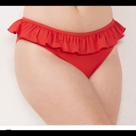 NEW bikini bottom Women's LC Lauren Conrad Ruffle Bikini Bottoms red SZ XL - Picture 1 of 8